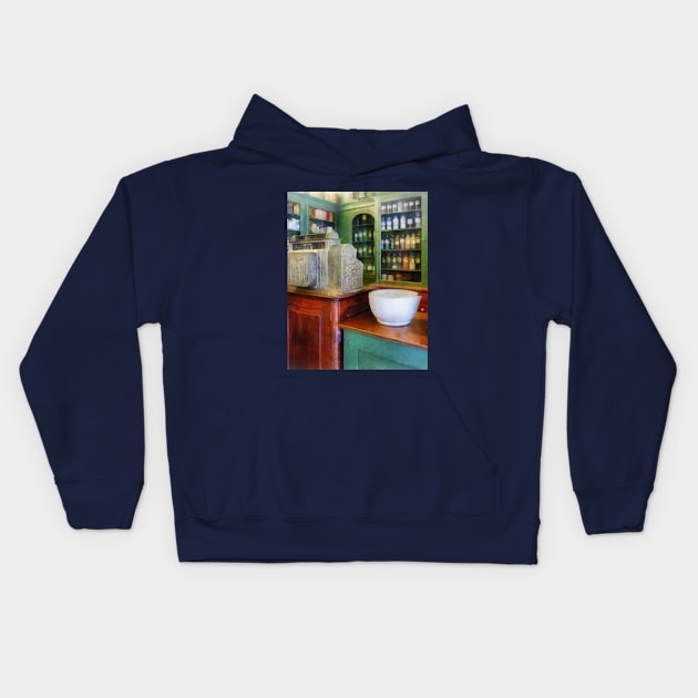 Pharmacists - Mortar and Pestle in Pharmacy Kids Hoodie by SusanSavad